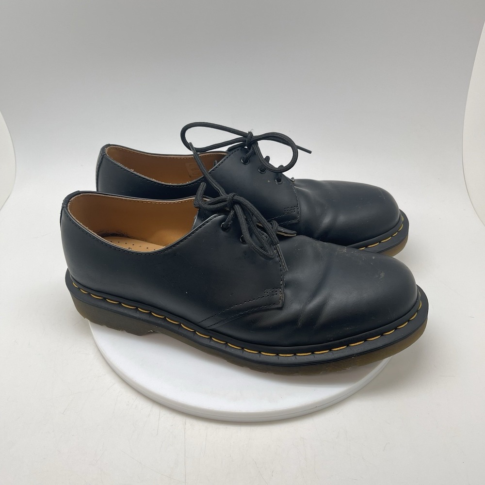 Doc Martens Mens 10 Oxford Dress Shoes Black Leather Cushioned Preppy 11838